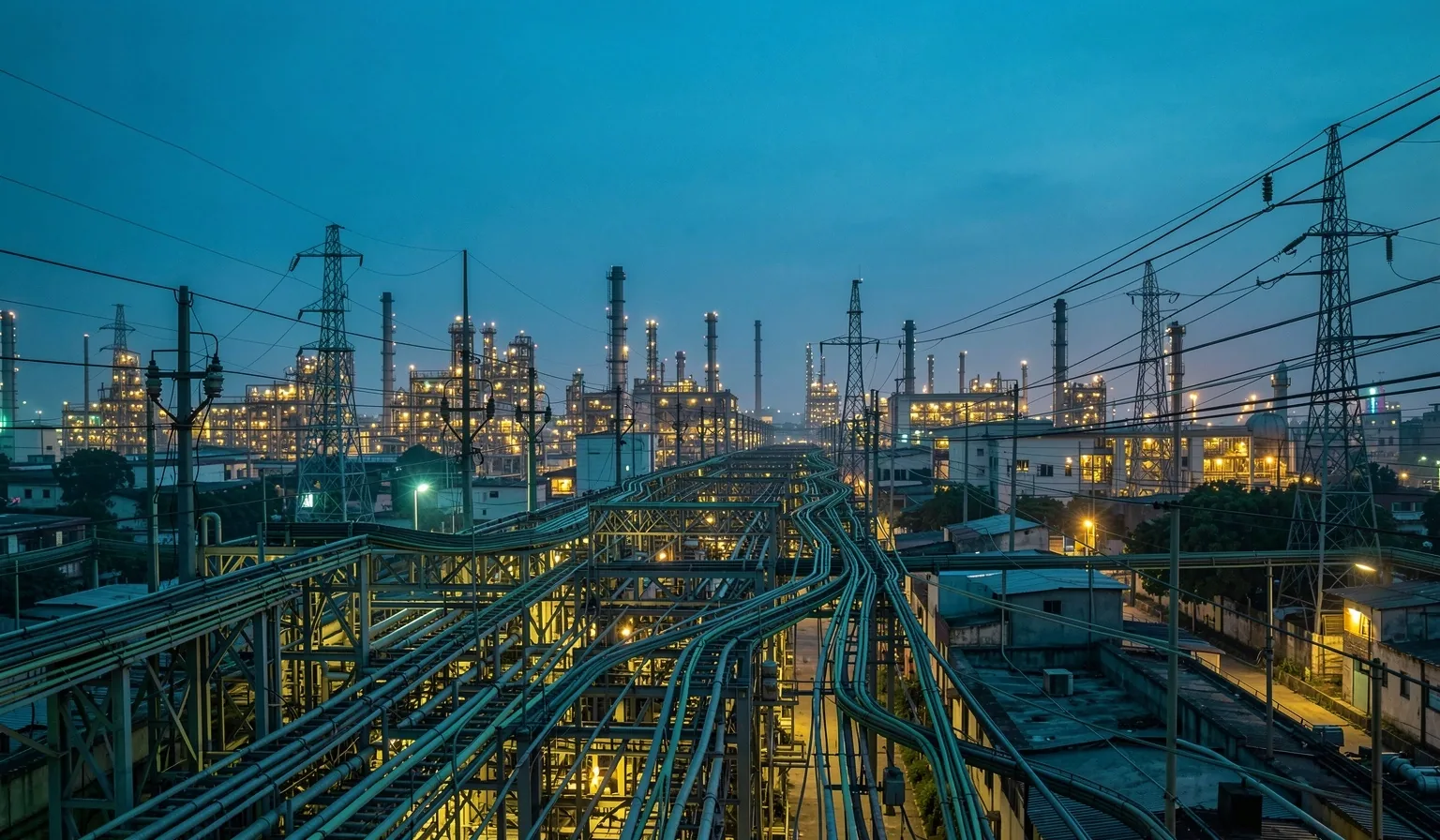 National infrastructure landscape at dusk